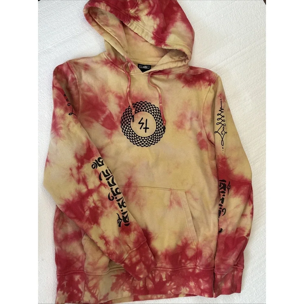Vintage Y2K Dragon Embroidered Tie Dye Tribal Hoodie Sweatshirt 2000s Pullover‎